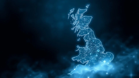 Map of GB in blue