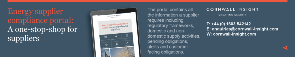 This advert shows our Energy supplier compliance portal, which is a one-stop-shop for suppliers. Find out more by contacting enquiries@cornwal-insight.com.