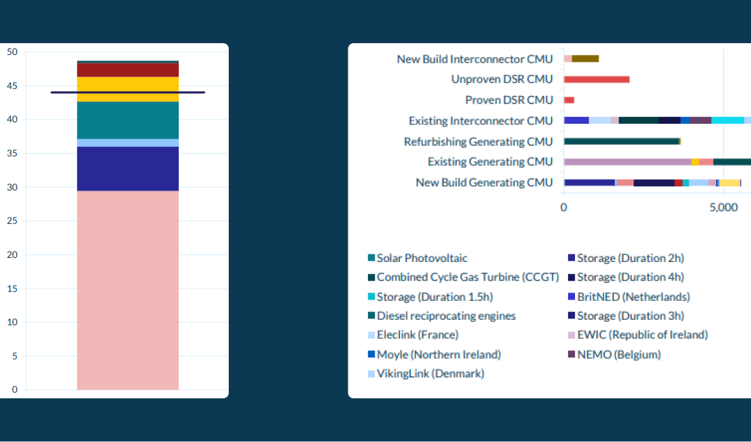 Graphs showing data on the capacity market auctions