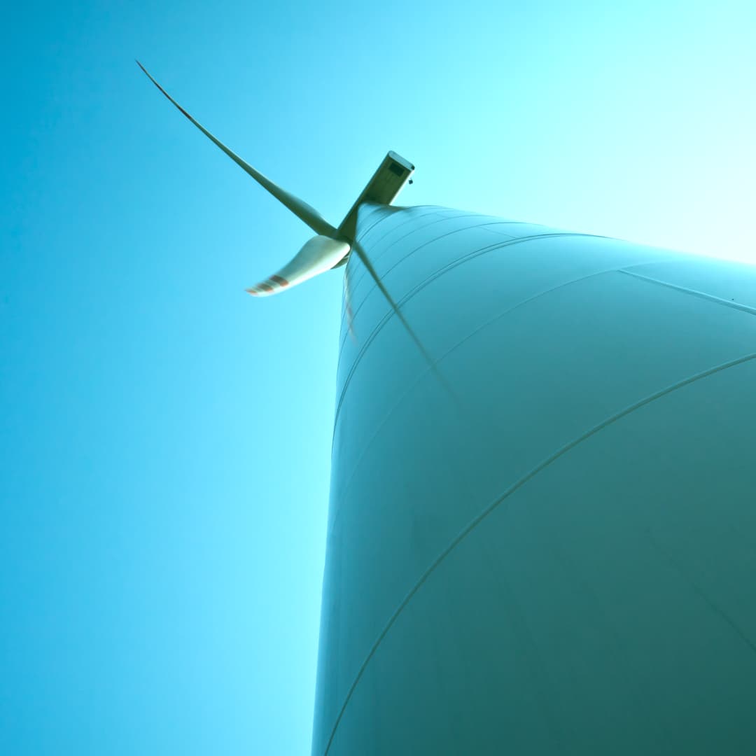 Large turbine viewed from underneath looking up