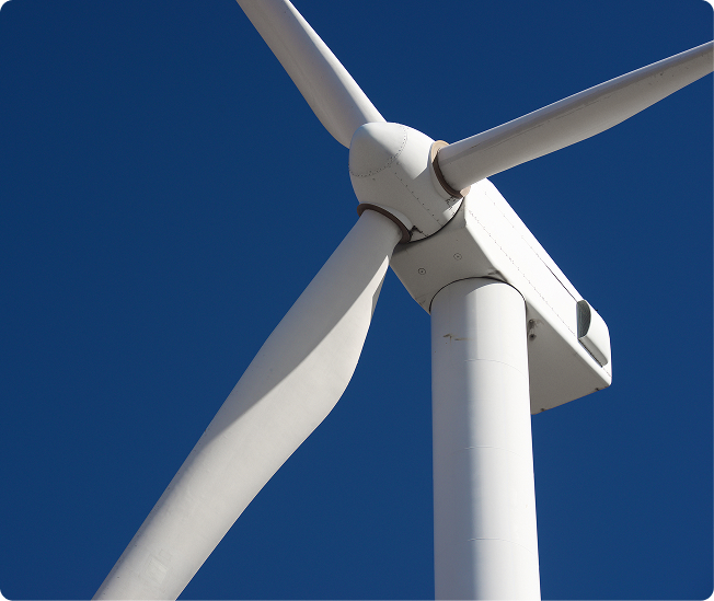 Large turbine against blue clear sky