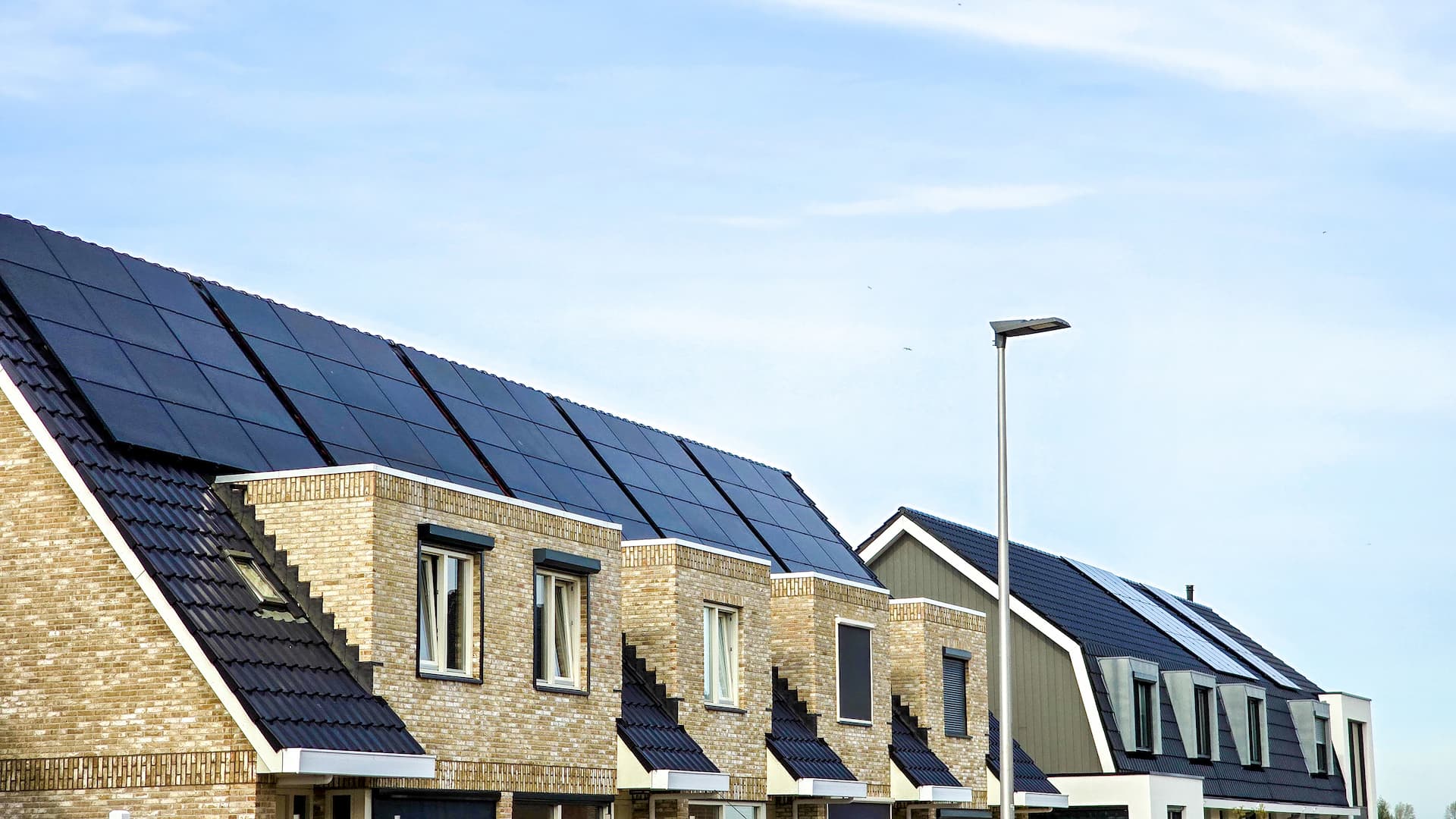 New build houses with solar panels